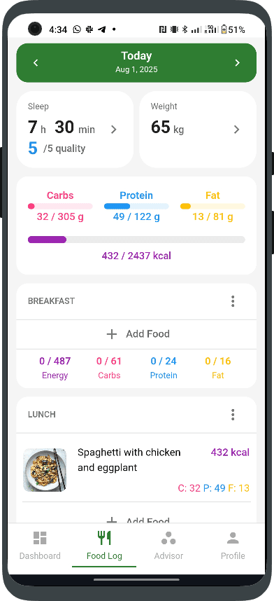 Food Log - Log your meals and track nutrients